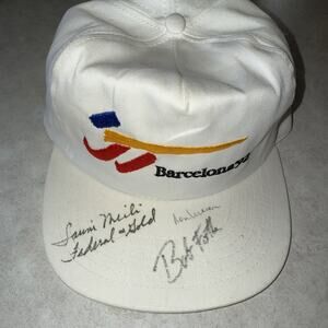 Vtg 1992 Barcelona Olympics hat signatures snapback white USA Autograph?